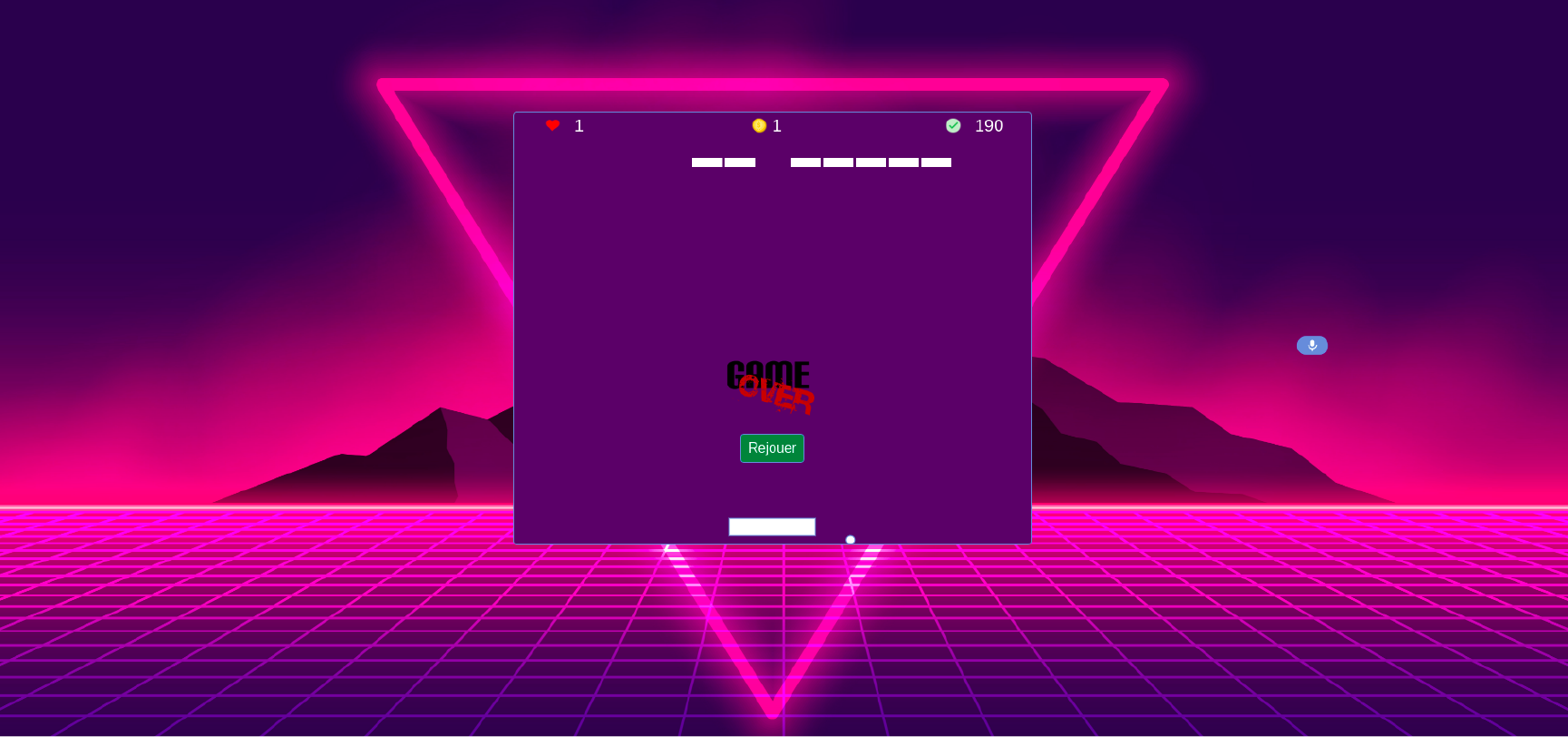 1er version d'interface du jeux